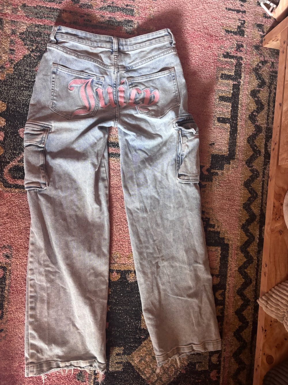 Juicy Couture Light Gray Straight Leg Jeans with Pink Script
